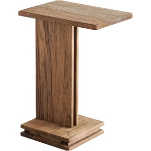 润家家居实木沙发边几侘寂风老松木复古家用客厅小桌子床头边桌