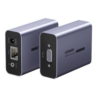 绿联vga延长器网线网络传输音频转换rj45网口显示器高清视频信号放大增强器100米无延时1080P监控电脑延伸器