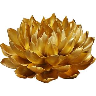 金色帝王莲花摆件新中式陶瓷客厅佛堂装饰工艺品佛前荷花禅意香插
