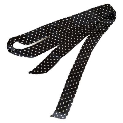 纯欲黑白波点细窄长条丝巾发带