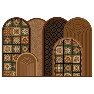 范居态度美拉德丝圈地垫美式复古小花砖加厚异形门外蹭泥入户门垫