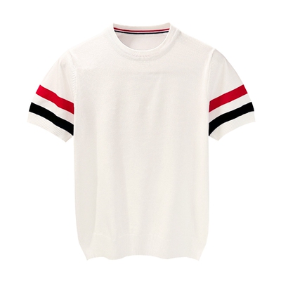 短袖Vibe风青年拼色条纹t恤潮流