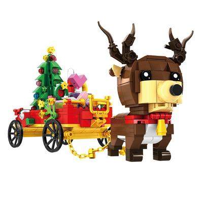 沃马积木圣诞系列麋鹿礼品车玩具