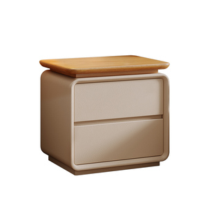 床头柜实木奶油风家用卧室2025新款小型高级感中古原木风收纳柜子