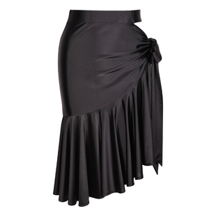 Dancebaby2025新款拉丁舞裙半身裙舞裤裙子油光布露腰半身裙YD497