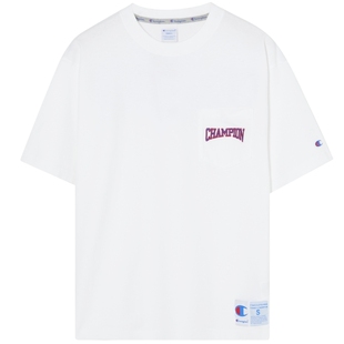 Champion冠军短袖T恤夏季新款口袋刺绣变形印花情侣纯棉上衣
