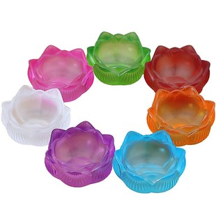 酥油灯灯座供灯底座供佛灯架托平口莲花琉璃七彩灯台防风灯罩灯盏