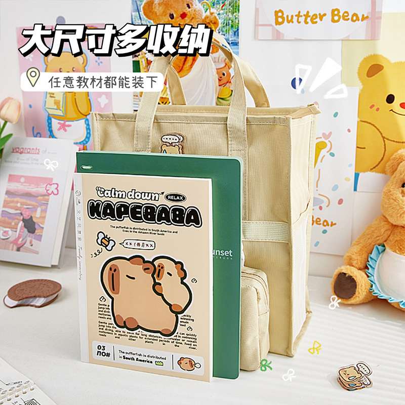 卡通大容量补习袋小学生拎可拆卸作业女生手提袋补课收纳书袋笔袋