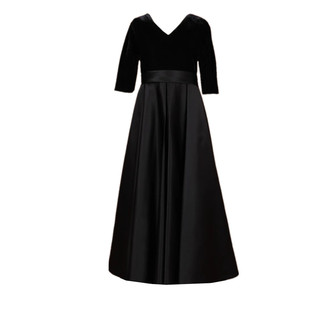 中袖儿童晚礼服黑色钢琴考级合唱乐团主持中大提琴演出服圆领长裙