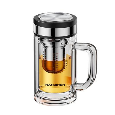 茶水分离玻璃杯耐高温新款办公杯