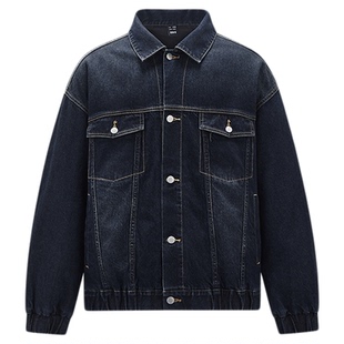 森马羽绒服男做旧复古牛仔外套夹克2025新款冬装保暖上衣oversize