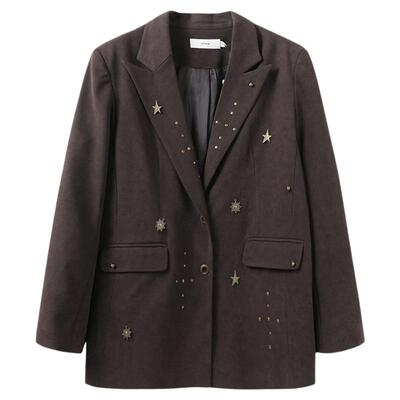 西町村屋复古西装女2025秋季新款重工设计感中长款便西XHAC10201