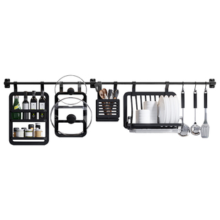 太空铝厨房置物架调料架锅盖架墙面上收纳架免打孔刀架壁挂式挂件