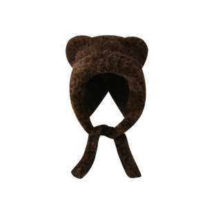 女生加厚毛绒小熊帽子冬天可爱毛茸茸帽子保暖护耳帽显脸小套头帽