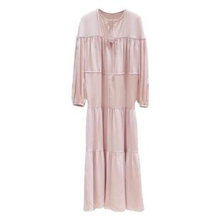 朱珠同款法式度假风长袖系带连衣裙女秋季设计感宽松显瘦气质长裙