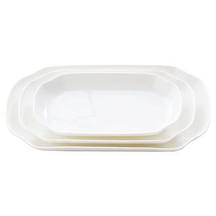 骨瓷长方形大号鱼盘家用纯白蒸鱼盘子10/14英寸深鱼盘餐具菜盘