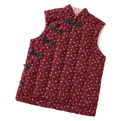 女士手工纯棉花秋冬季加厚马甲