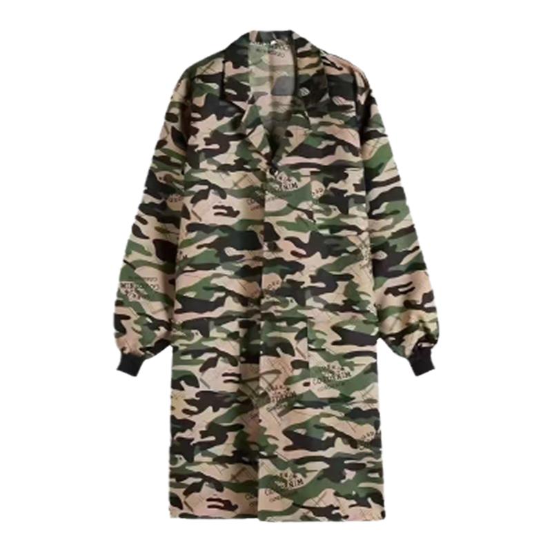 新潮宽松版罗纹袖口迷彩大褂加肥加大工作服罩衣养殖穿的防护服