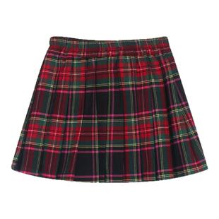 大耳象女童格子百褶裙裤秋季新款宝儿学院风半身加厚甜美短裙子