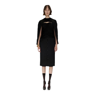 JACQUES WEI设计师品牌LOOKNOW设计感黑色廓形感厚缎半裙女