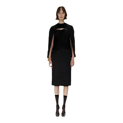 JACQUESWEI黑色廓形感厚缎半裙