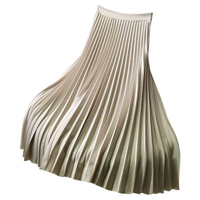 高品质白色a字长款百褶半身裙