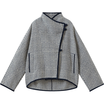 播商场同款复古格纹短款保暖宽松棉服女秋冬新款BDS4PD3846