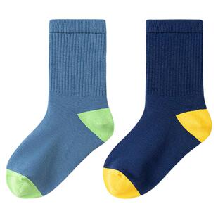 巴拉巴拉男女袜子秋新品儿童短袜撞色袜不勒脚两双装