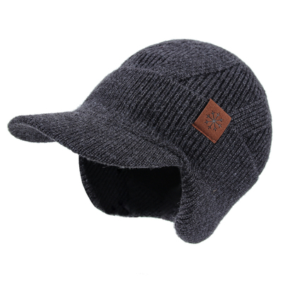 加绒保暖套头毛线帽男士护耳帽子