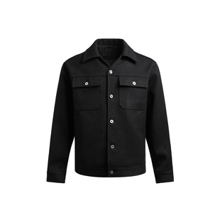 ESAT 小V领纹理羊毛混纺微宽松口袋外套