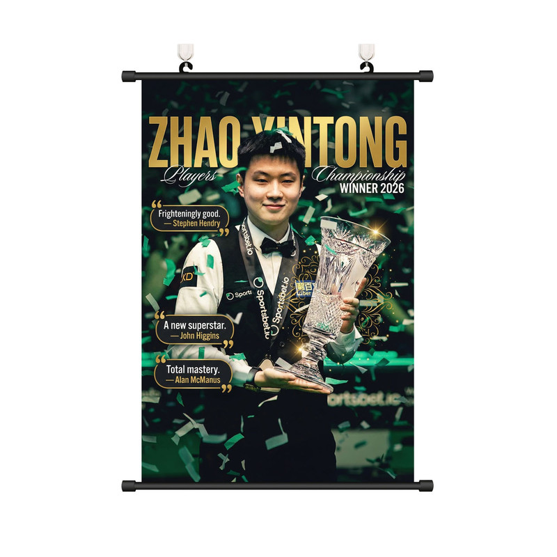 赵心童挂画海报2026斯诺克锦标赛台球桌球体育明星装饰画壁画贴纸