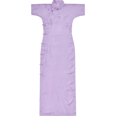 茉茉旗袍 小连袖半开襟中长款复古日常人棉旗袍 小渔(花扣)