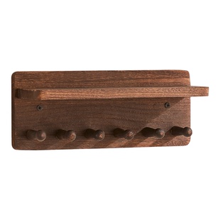 实木玄关钥匙收纳挂钩收纳架挂墙上入户门置物架免打孔一字板隔板