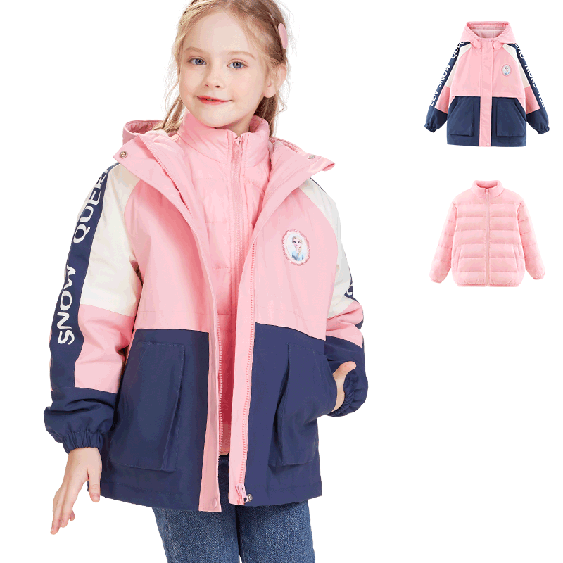 迪士尼女童冲锋衣羽绒服