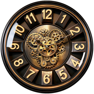美式复古齿轮机械挂钟客厅2026新款轻奢高端大气时钟表挂墙高级感