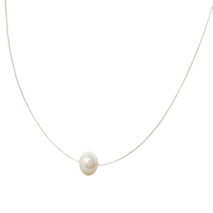 简单就很美。 一颗天然珍珠锁骨链 气质纯银透明隐形鱼线项链个性