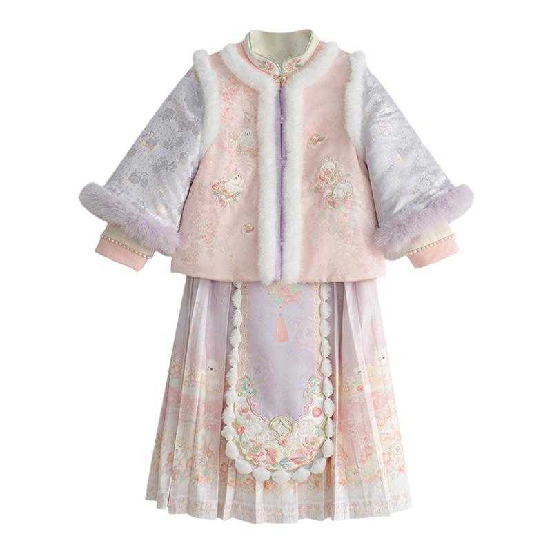 汉服女童冬款2025新款儿童新中式明制马面裙套装小女孩过年拜年服