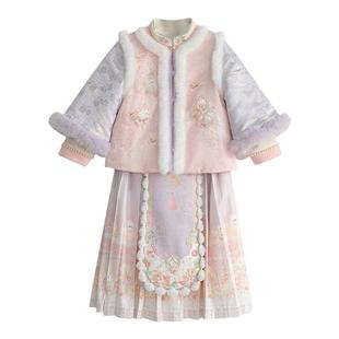汉服女童冬款2025新款儿童新中式明制马面裙套装小女孩过年拜年服