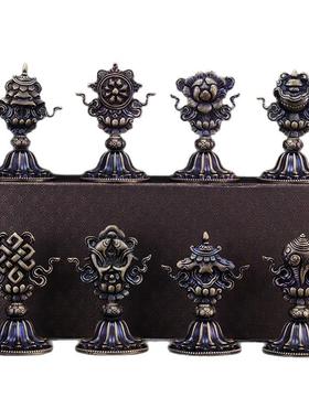 纯铜吉祥八宝西藏品批量发纯铜八吉祥摆件密宗供佛摆件古青色