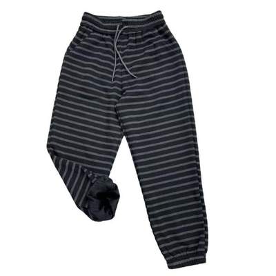 欧货冬季新款加绒加厚条纹哈伦裤