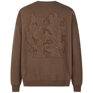 CHINISM丨贴布绣重磅纯棉圆领卫衣男秋季套头上衣/CXHB11K1061