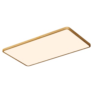 爱多辉日式原木客厅吸顶灯木纹色新中式全光谱护眼超薄无缝方形灯