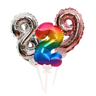 生日派对气球ins蛋糕插牌气球迷你数字气球仙女棒多色数字小气球