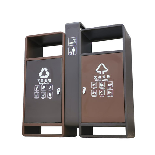 户外不锈钢分类垃圾桶 物业景区室外垃圾筒 双筒201果皮箱定制
