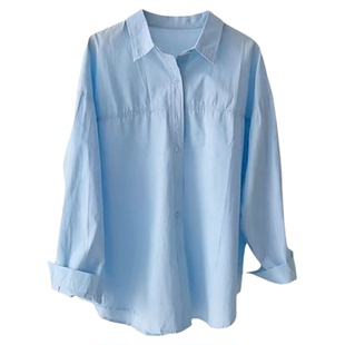 衬衣女高级感轻奢减龄洋气小个子女纯棉休闲宽松衬衣韩版慵懒风