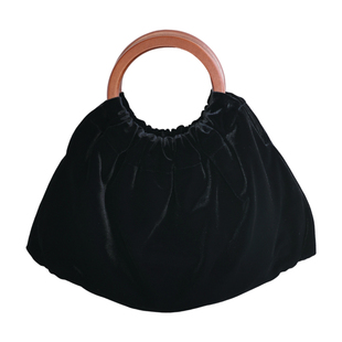 中式纯黑真丝丝绒包旗袍手提包手挽包国风包中古百搭手拎包小包包