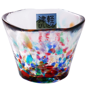 日本原装进口 津轻手工清酒杯 彩色玻璃小酒盅 白酒烧酒杯一口杯