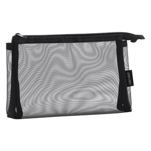 得力笔袋透明网纱大容量考试专用学习黑色白色小学生收纳袋便携铅笔袋文具袋网文具盒铅笔袋男孩款2024新笔袋