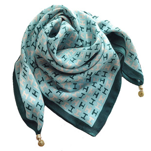 小围巾磁吸扣领巾女小方巾丝巾春秋季韩版百搭护颈高级感棉麻纱巾