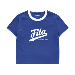 FILA FUSION斐乐潮牌女士短袖T恤2026夏季时尚针织衫棒球运动上衣